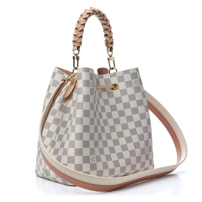 Louis Vuitton Damier Azur Braided Neonoe MM Peach Cream 3 of 8