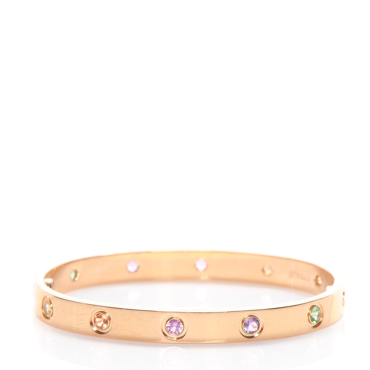 18K Pink Gold Sapphire Garnet Amethyst LOVE Bracelet 16