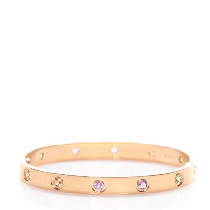 Cartier 18K Pink Gold Sapphire Garnet Amethyst LOVE Bracelet 16 3 of 10