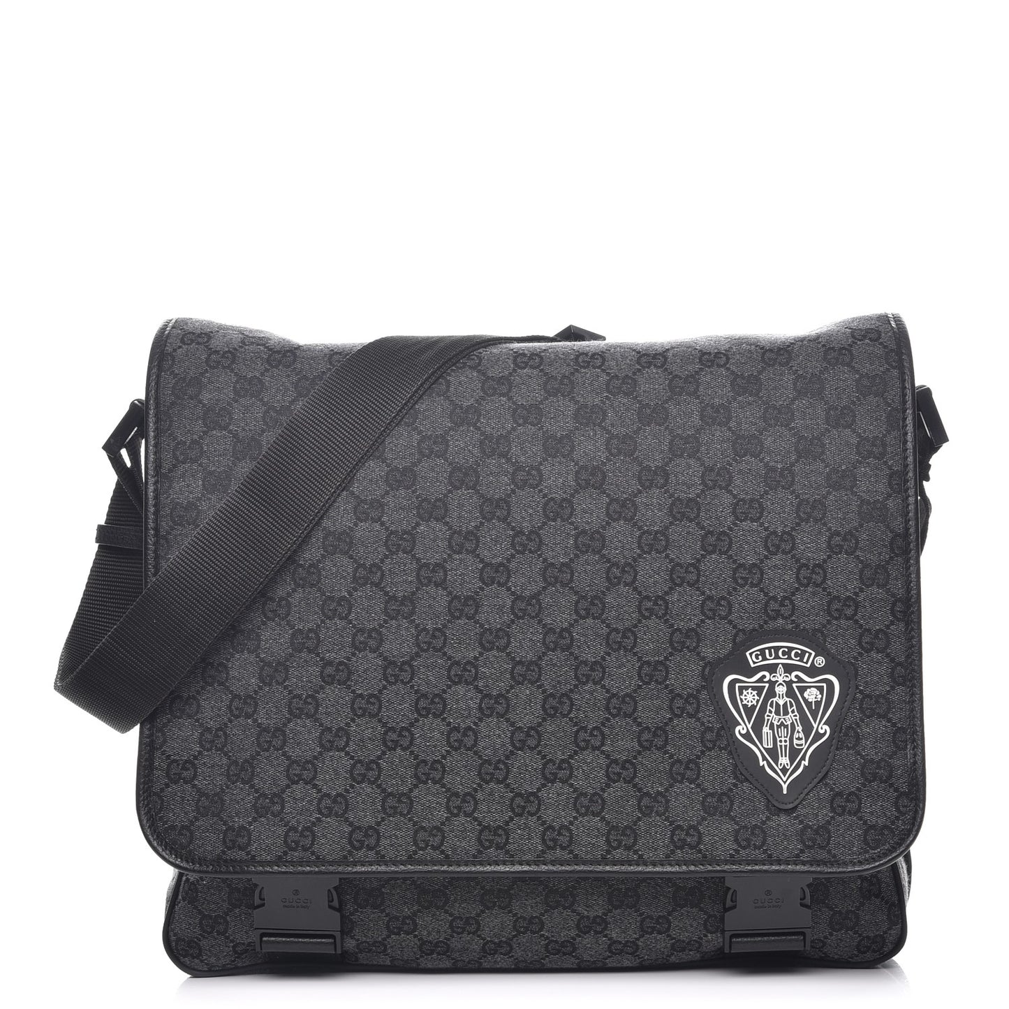 Denim Monogram Hysteria Double Buckle Flap Messenger Bag