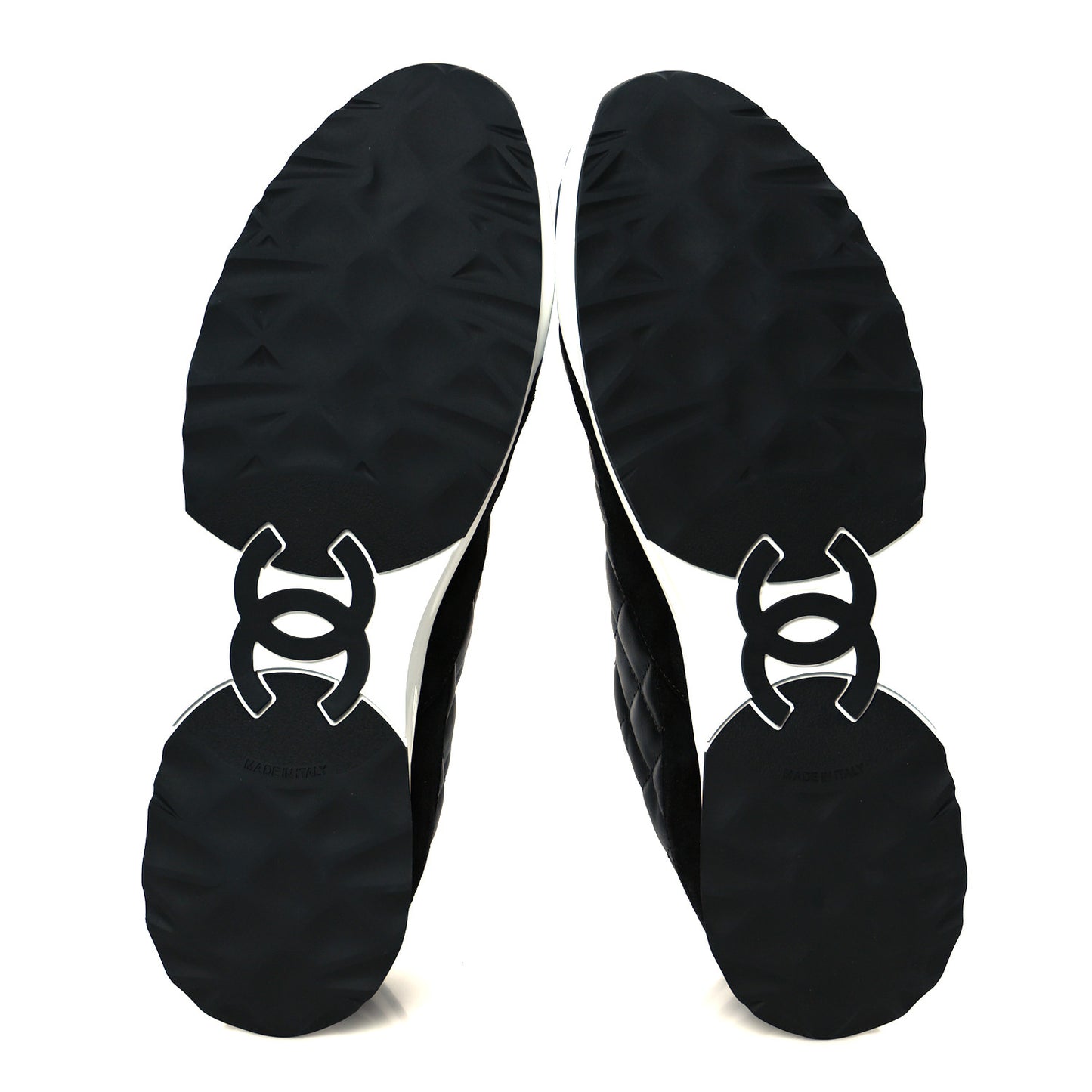 Calfskin Suede Quilted Womens Sneakers 40.5 Black