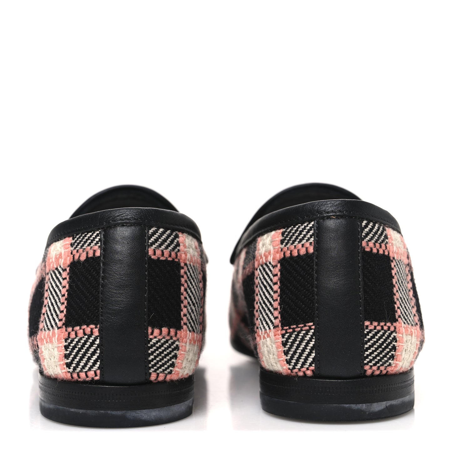 Tweed Check Horsebit Womens Jordaan Loafers 37 Black Pink Multicolor