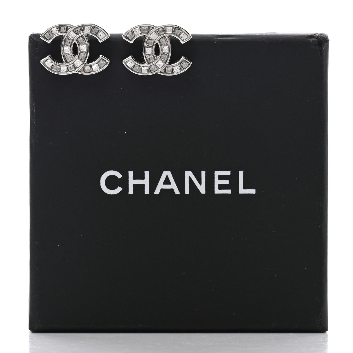 Chanel Baguette Crystal CC Earrings Silver 5 of 5