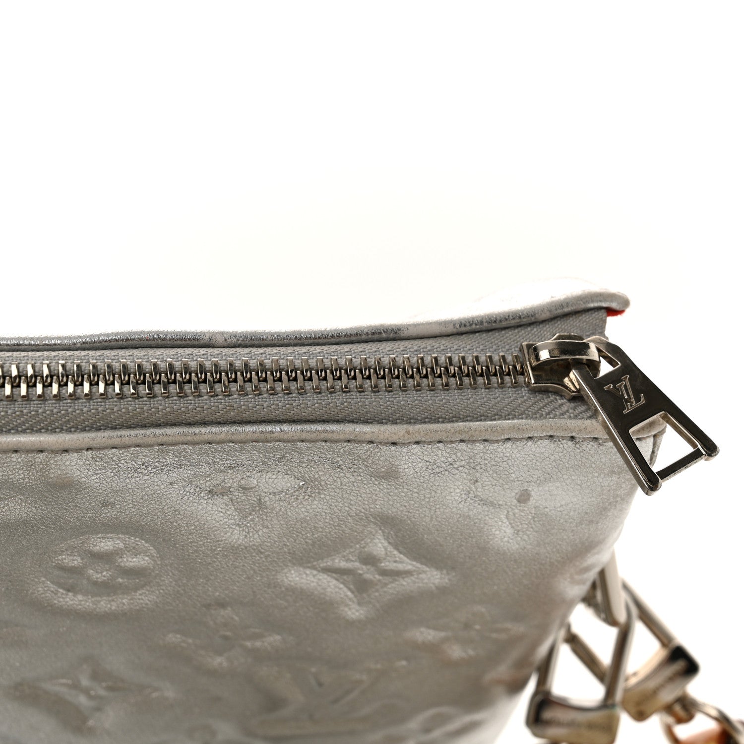 Louis Vuitton Metallic Lambskin Embossed Monogram Coussin PM Silver 12 of 17