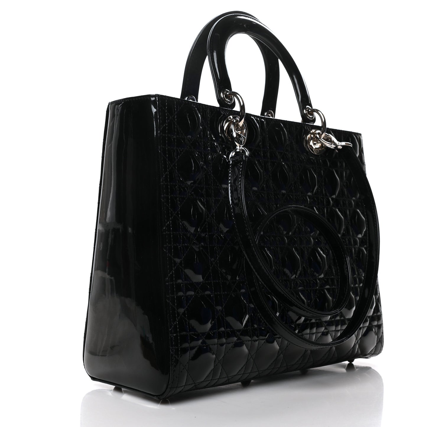 Patent Cannage Large Lady Dior Black