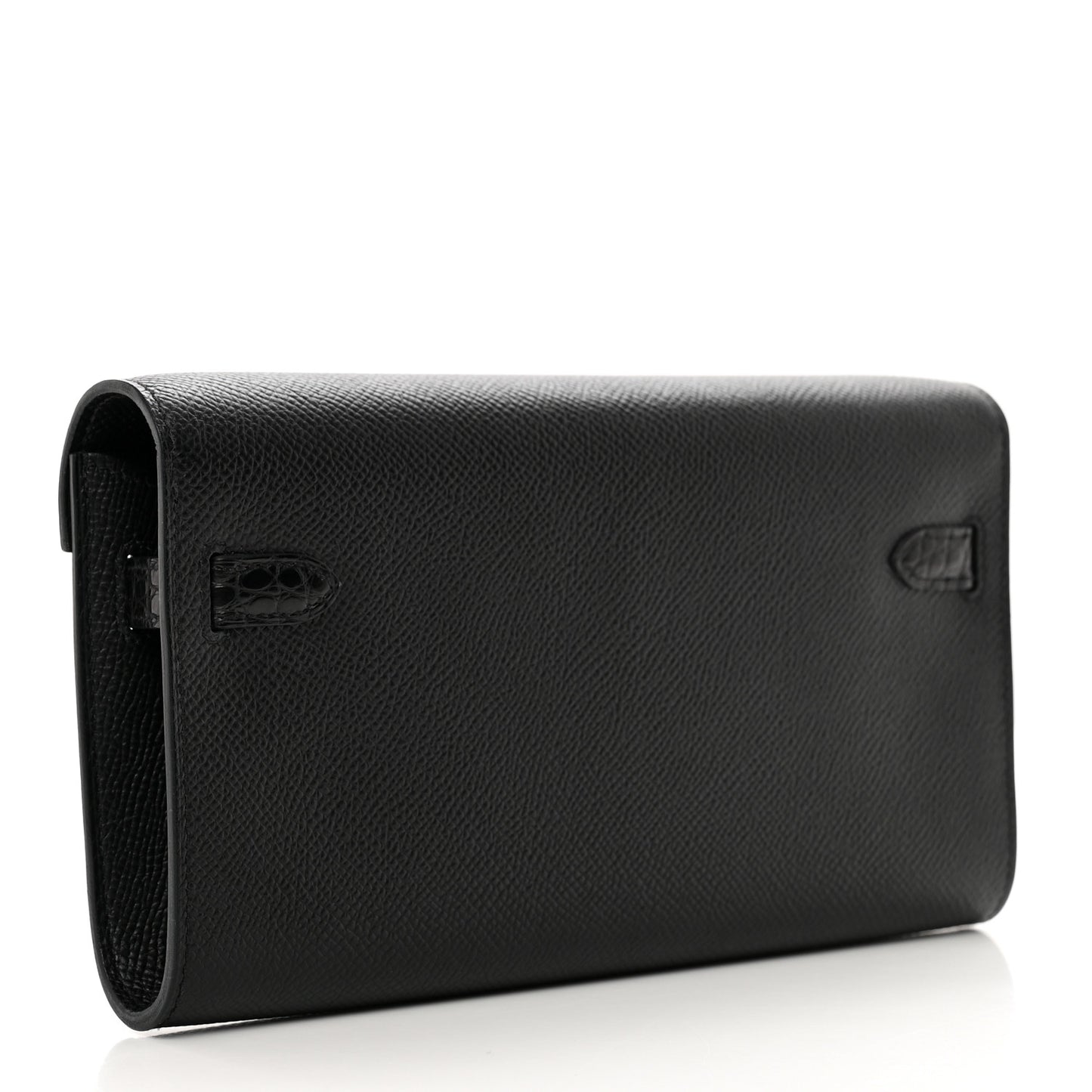 Epsom Shiny Alligator Touch Kelly Wallet To Go Black