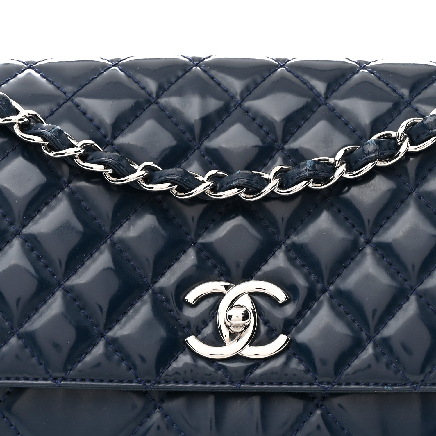 Chanel Vinyl Quilted In the Business Flap Bag Navy Blue 8 of 16