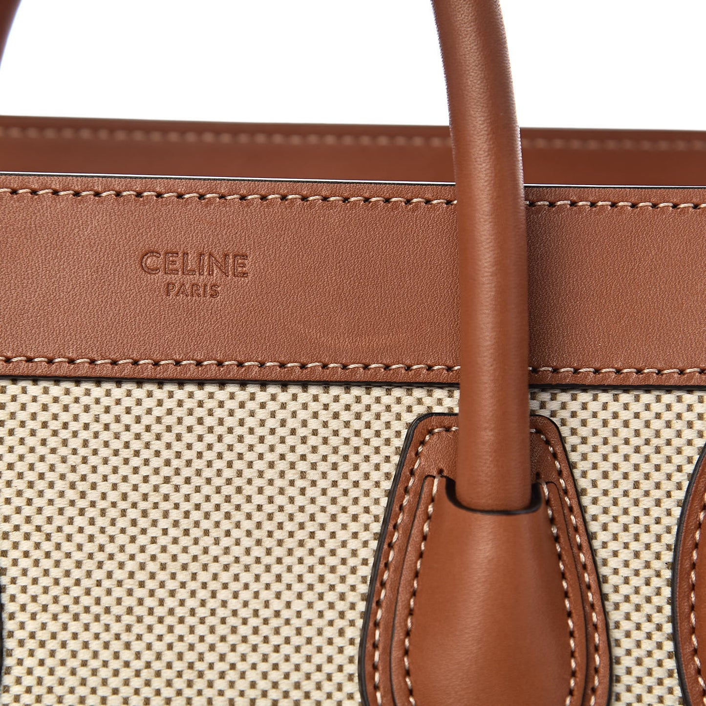 Textile Smooth Calfskin Nano Luggage Tan White