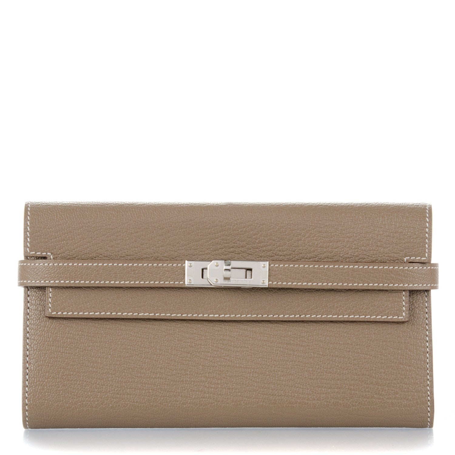 Hermes Chevre Mysore Kelly Longue Wallet Etoupe 1 of 7