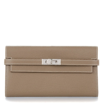 Hermes Chevre Mysore Kelly Longue Wallet Etoupe 1 of 7