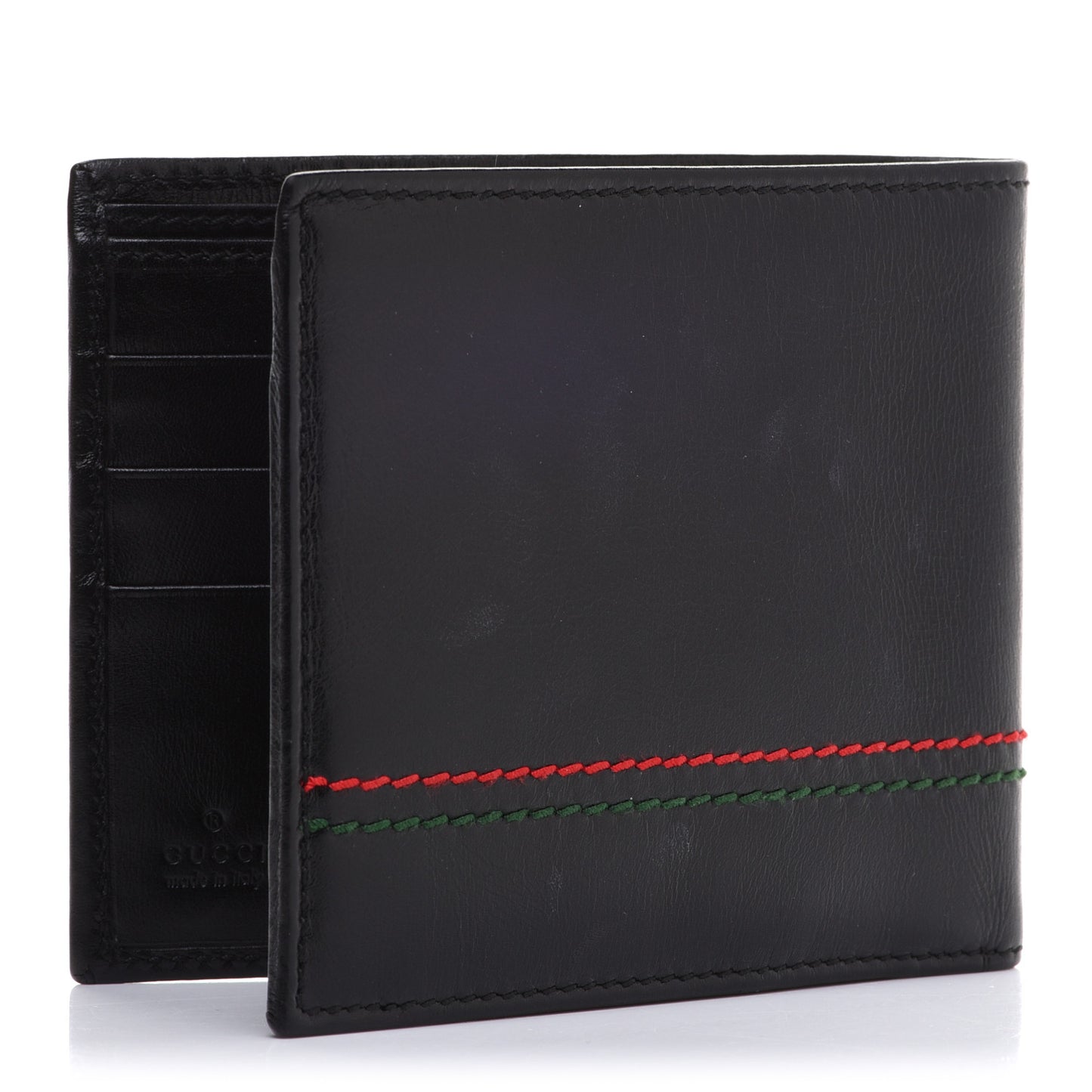 Calfskin Web Bi-Fold Wallet Black