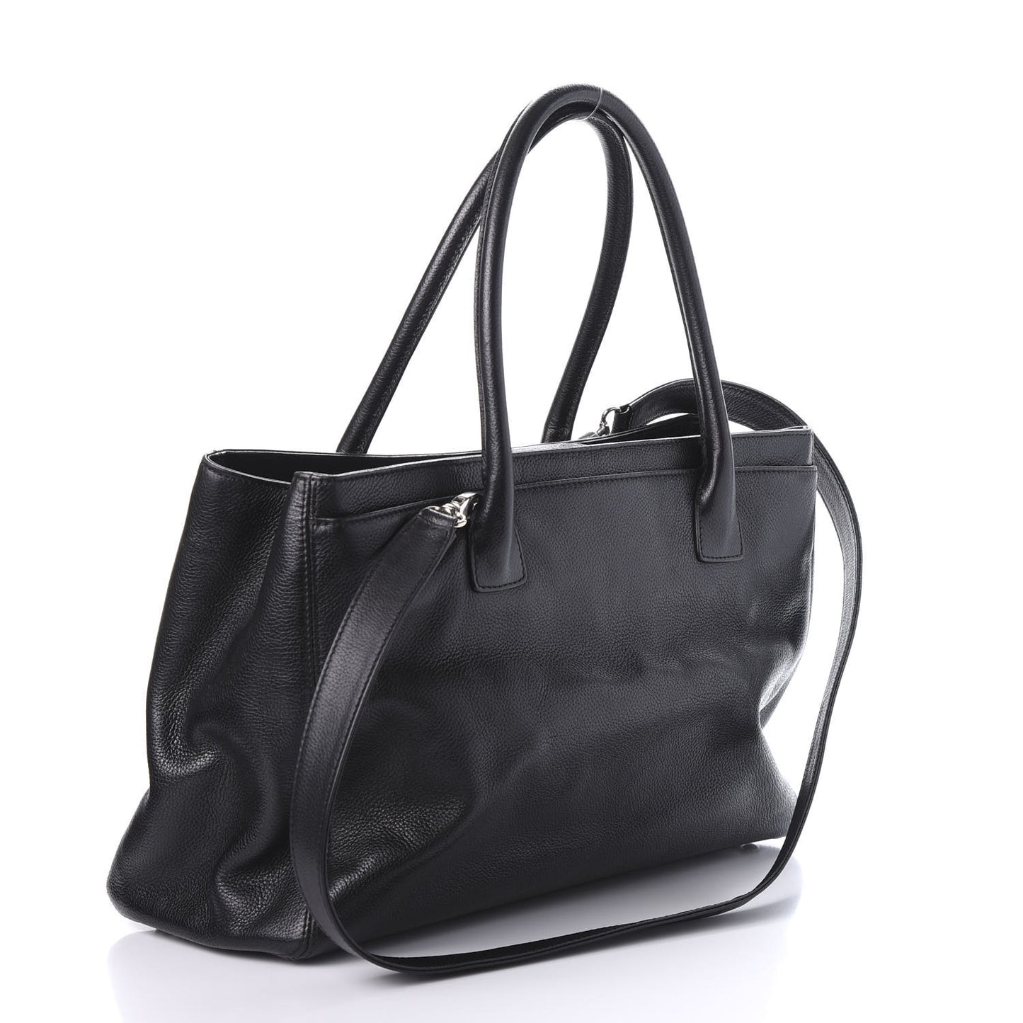Calfskin Cerf Executive Shopper Tote Black