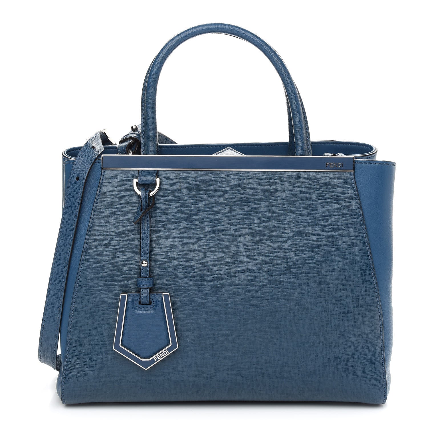 Fendi Vitello Elite Petite 2Jours Tote Blue Cobalto 1 of 8