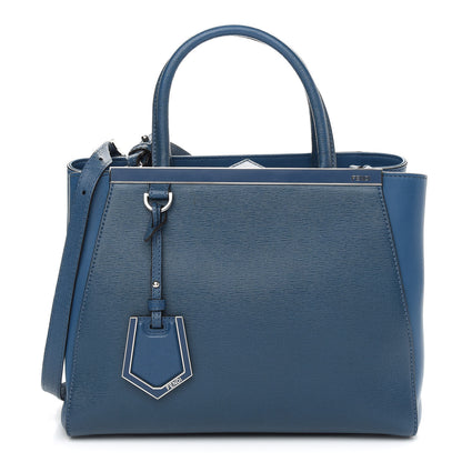 Fendi Vitello Elite Petite 2Jours Tote Blue Cobalto 1 of 8