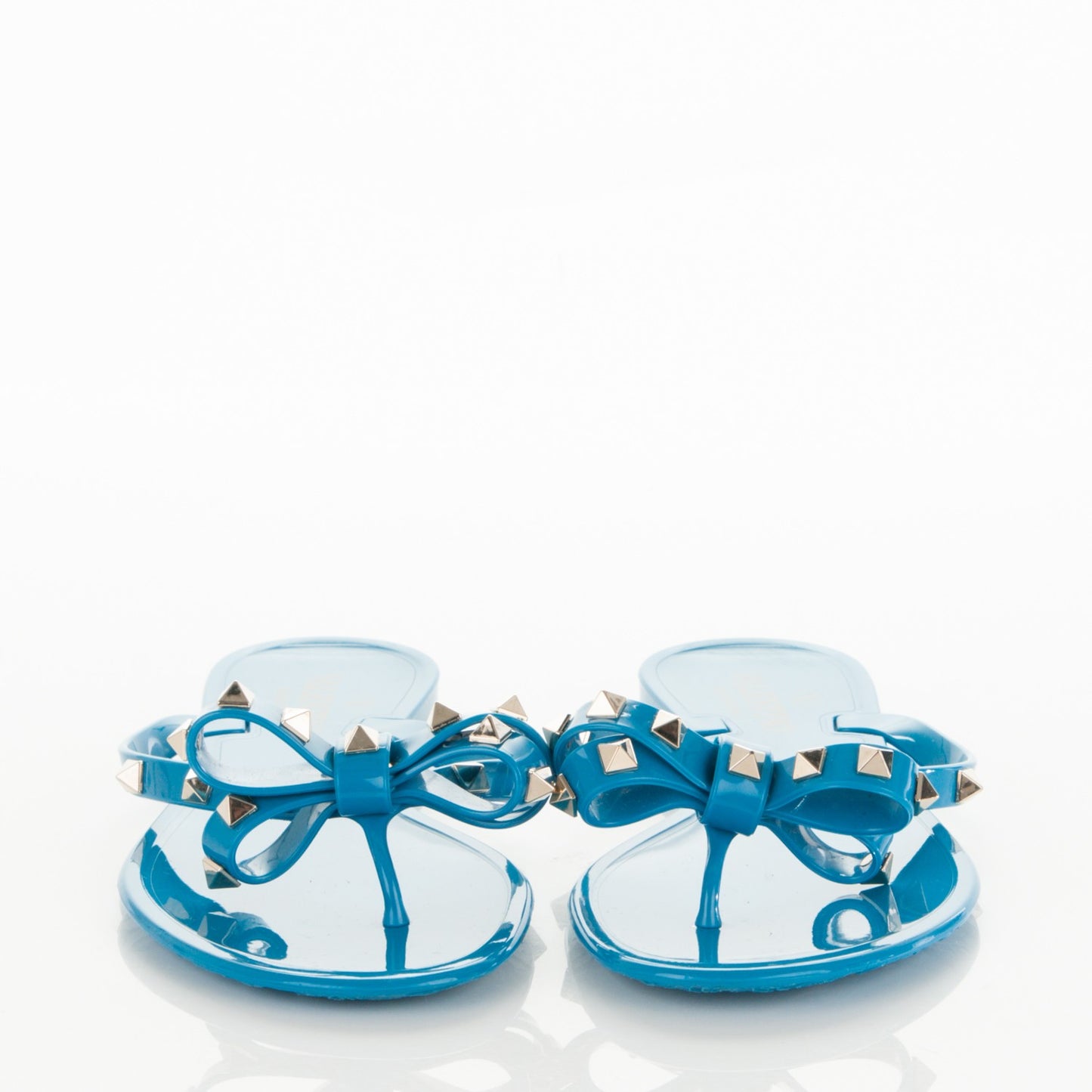PVC Jelly Rockstud Bow Thong Sandals 39 Blue