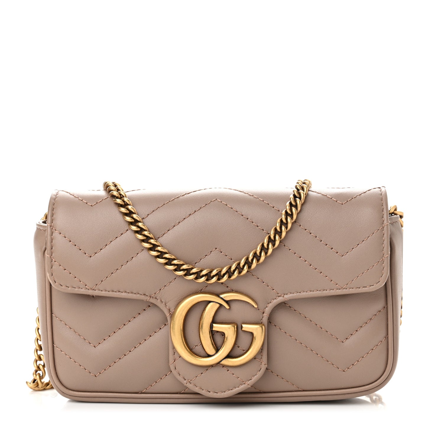Calfskin Matelasse Super Mini GG Marmont Shoulder Bag Porcelain Rose