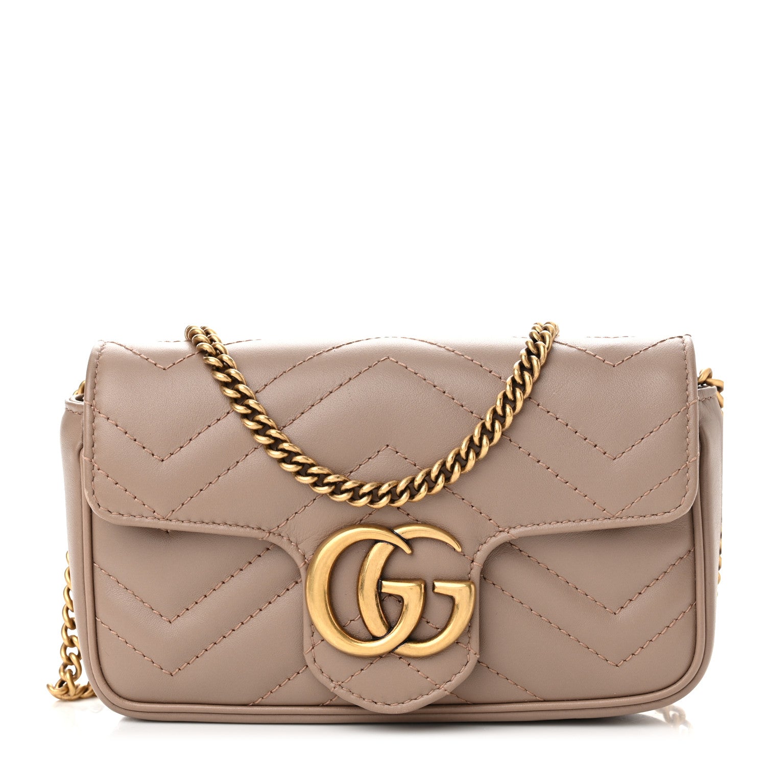 Gucci Calfskin Matelasse Super Mini GG Marmont Shoulder Bag Porcelain Rose 1 of 11
