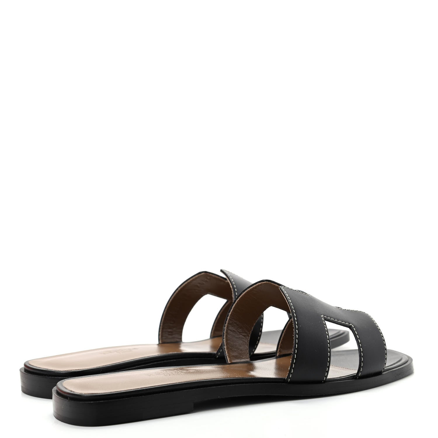 Hermes Box Calfskin Oran Sandals 37 Black 4 of 10