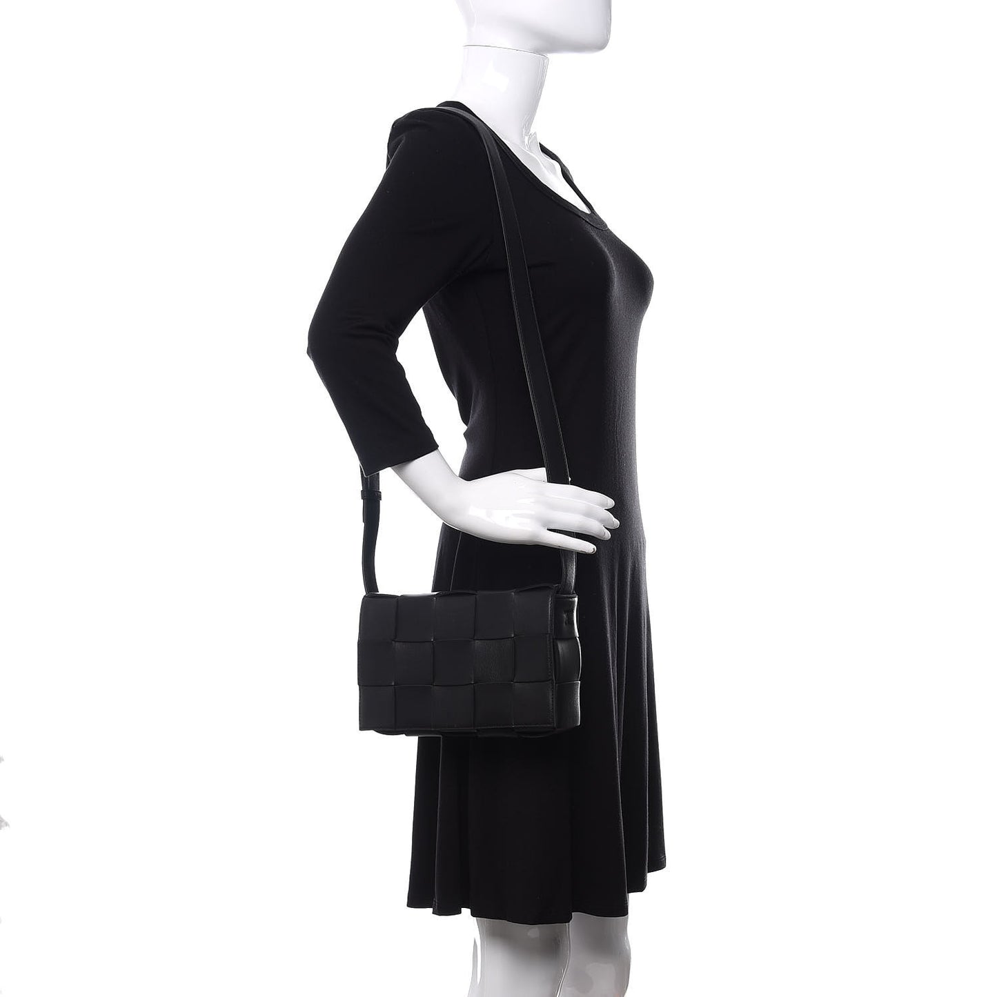 Lambskin Maxi Intrecciato Cassette Crossbody Bag Black