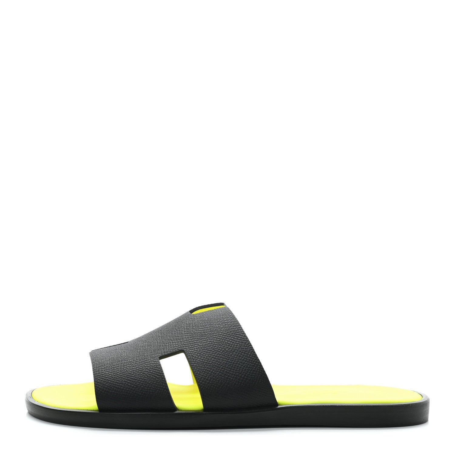 Hermes Epsom Mens Izmir Sandals 39 Black Jaune Fluo 1 of 7