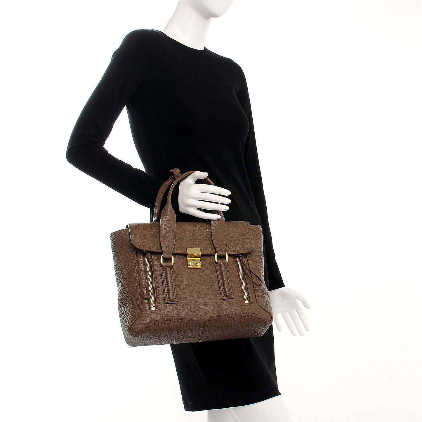 3.1 Textured Calfskin Medium Pashli Satchel Taupe