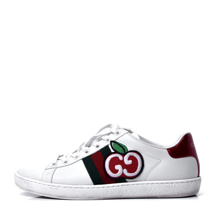 Gucci Calfskin Web GG Apple Embroidered Womens Ace Sneakers 37 White 1 of 6