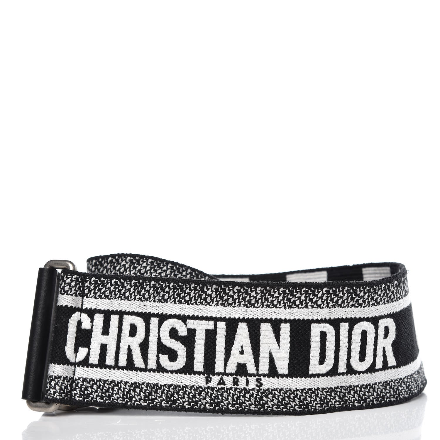 Christian Dior Canvas Embroidered Shoulder Strap Black White 2 of 5