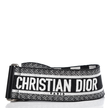 Christian Dior Canvas Embroidered Shoulder Strap Black White 2 of 5