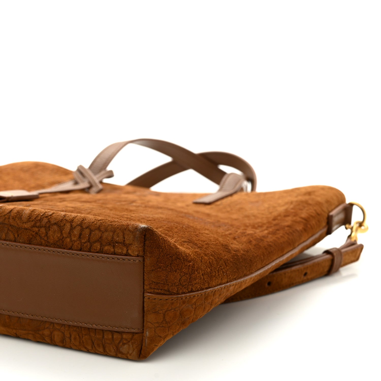 Saint Laurent Crocodile Embossed Suede Toy Shopping Tote Tan 9 of 10