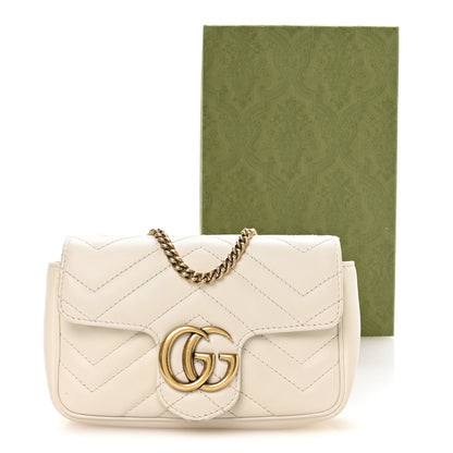 Gucci Calfskin Matelasse Super Mini GG Marmont Shoulder Bag White 11 of 11