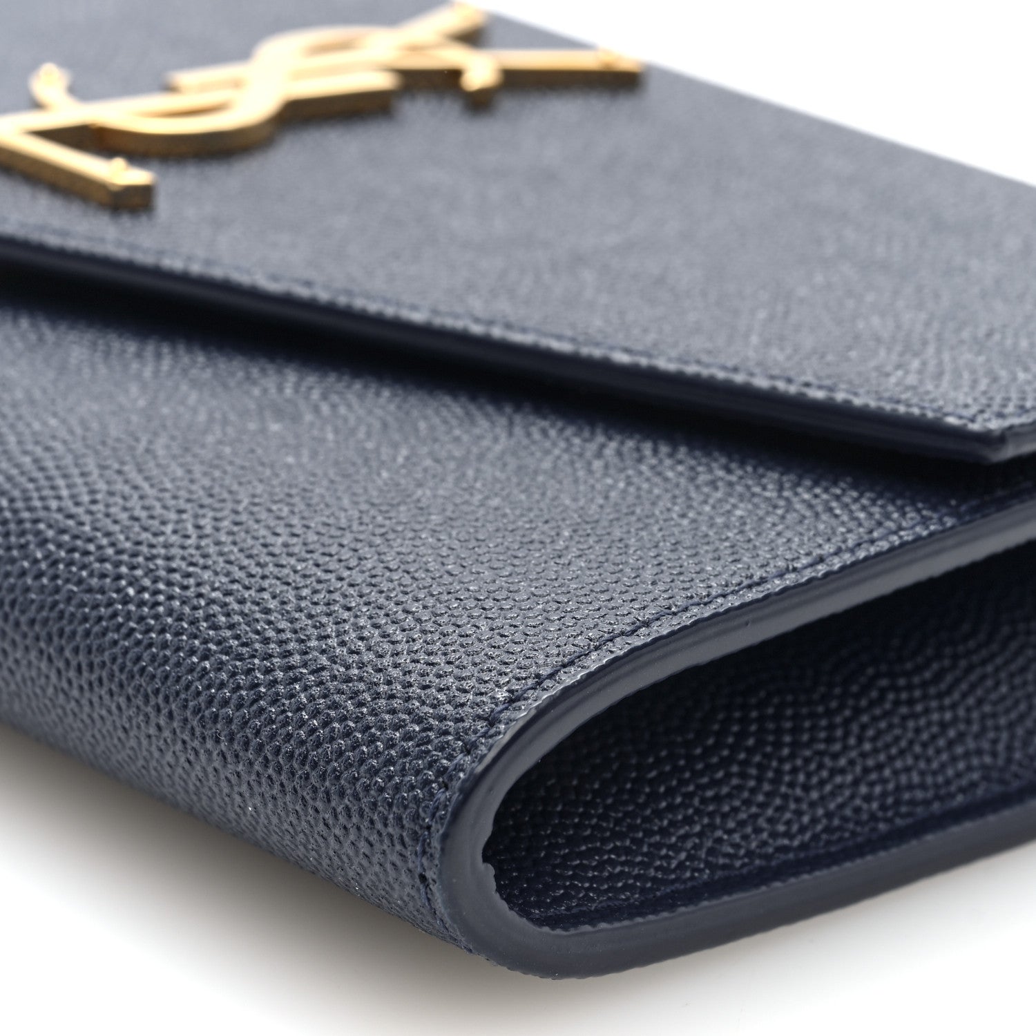 Saint Laurent Grain De Poudre Monogram Uptown Chain Wallet Blue Charron 9 of 10