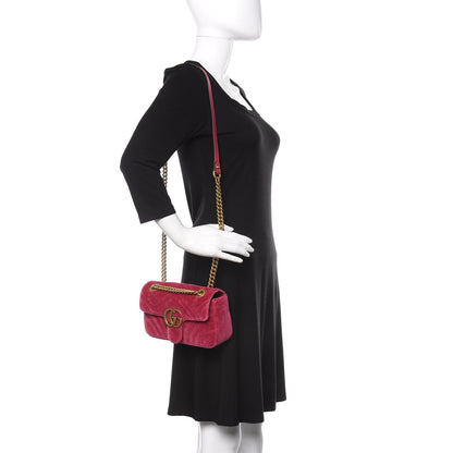 Gucci Velvet Matelasse Mini GG Marmont Shoulder Bag Light Raspberry Rose 2 of 11