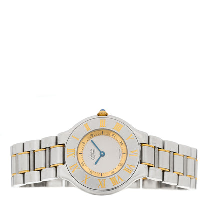 Cartier Stainless Steel 18K Yellow Gold 31mm Must De 21 Quartz Watch 2 of 4