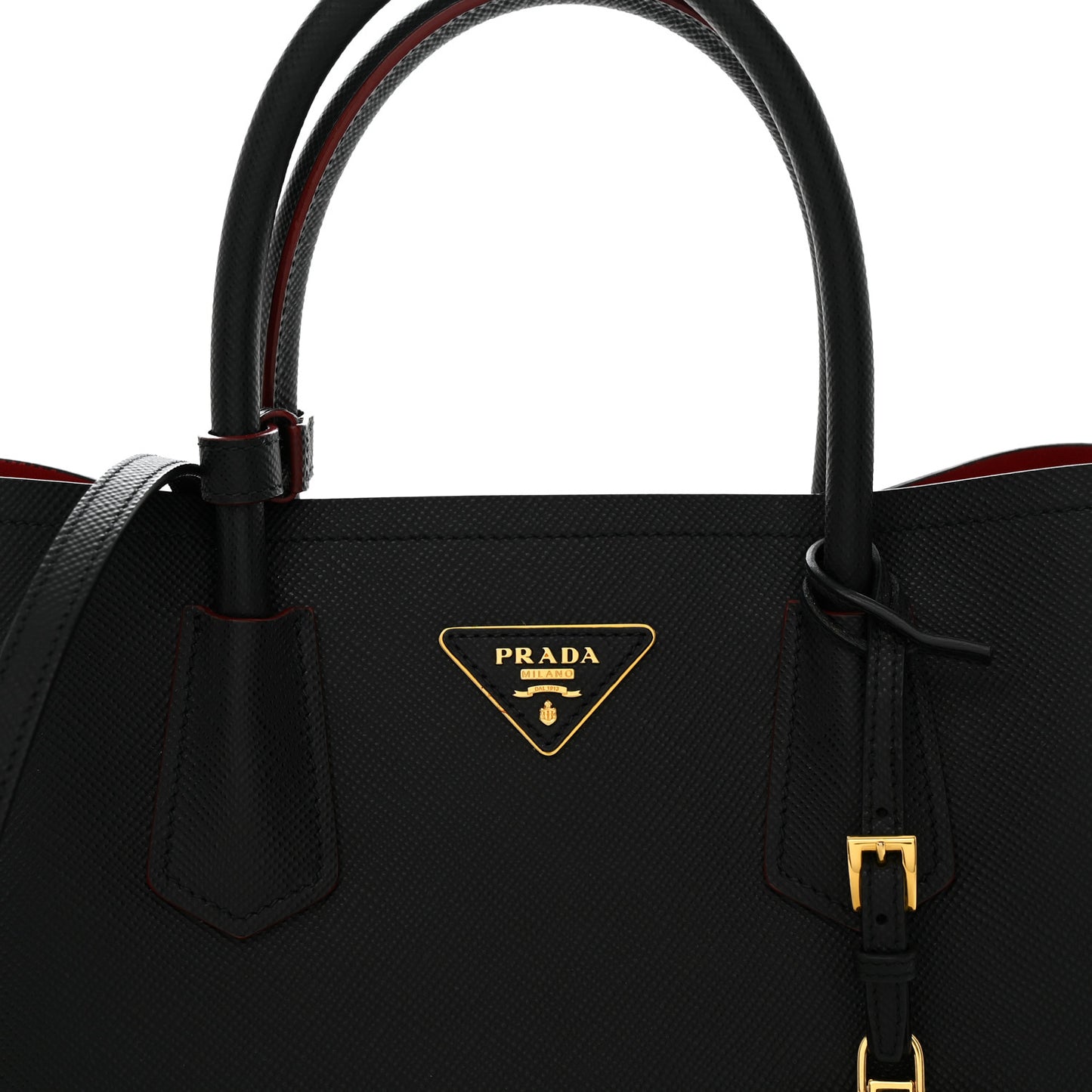 Saffiano Cuir Medium Double Bag Black Fuoco