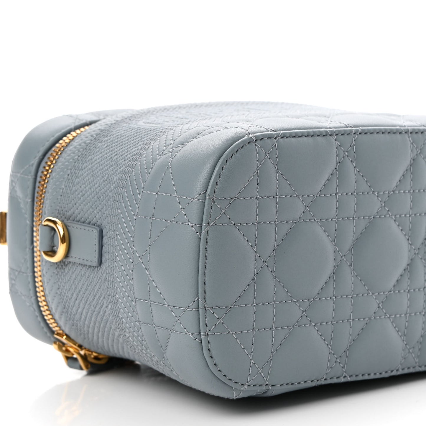 Lambskin Cannage Small Diortravel Vanity Case Cloud Blue