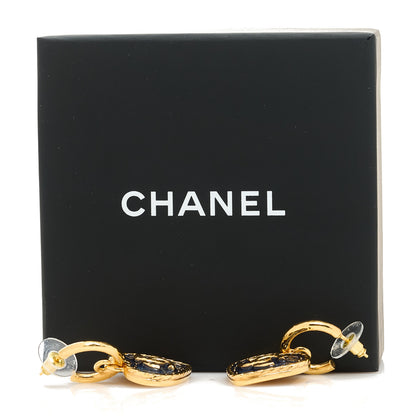 Chanel Metal Enamel CC Denim Heart Drop Earrings Gold Blue 4 of 4