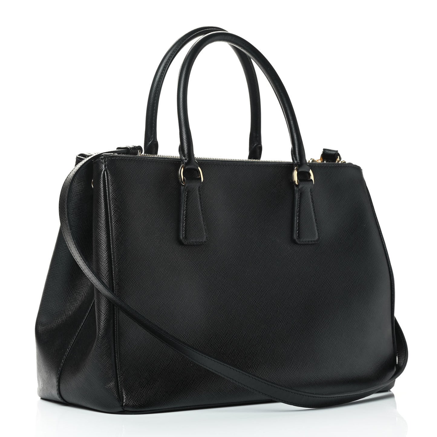 Saffiano Medium Galleria Double Zip Tote Black