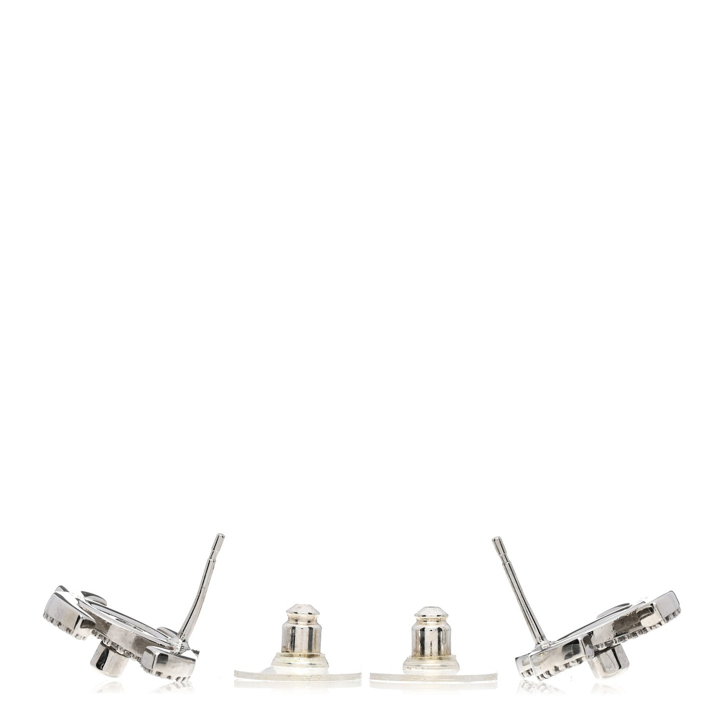 Crystal CC Turnlock Earrings Silver