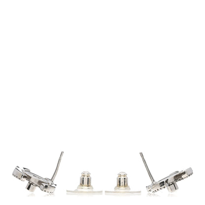 Chanel Crystal CC Turnlock Earrings Silver 3 of 4