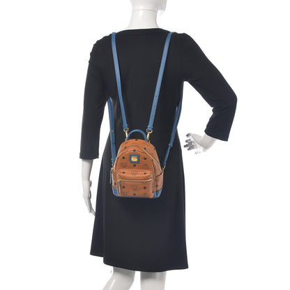 MCM Visetos X-Mini Stark Backpack Cognac Blue 2 of 12