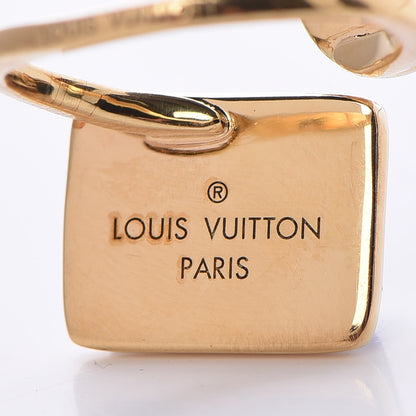 Louis Vuitton Gold Tone Blue Lace Agate Ring M 5 of 6
