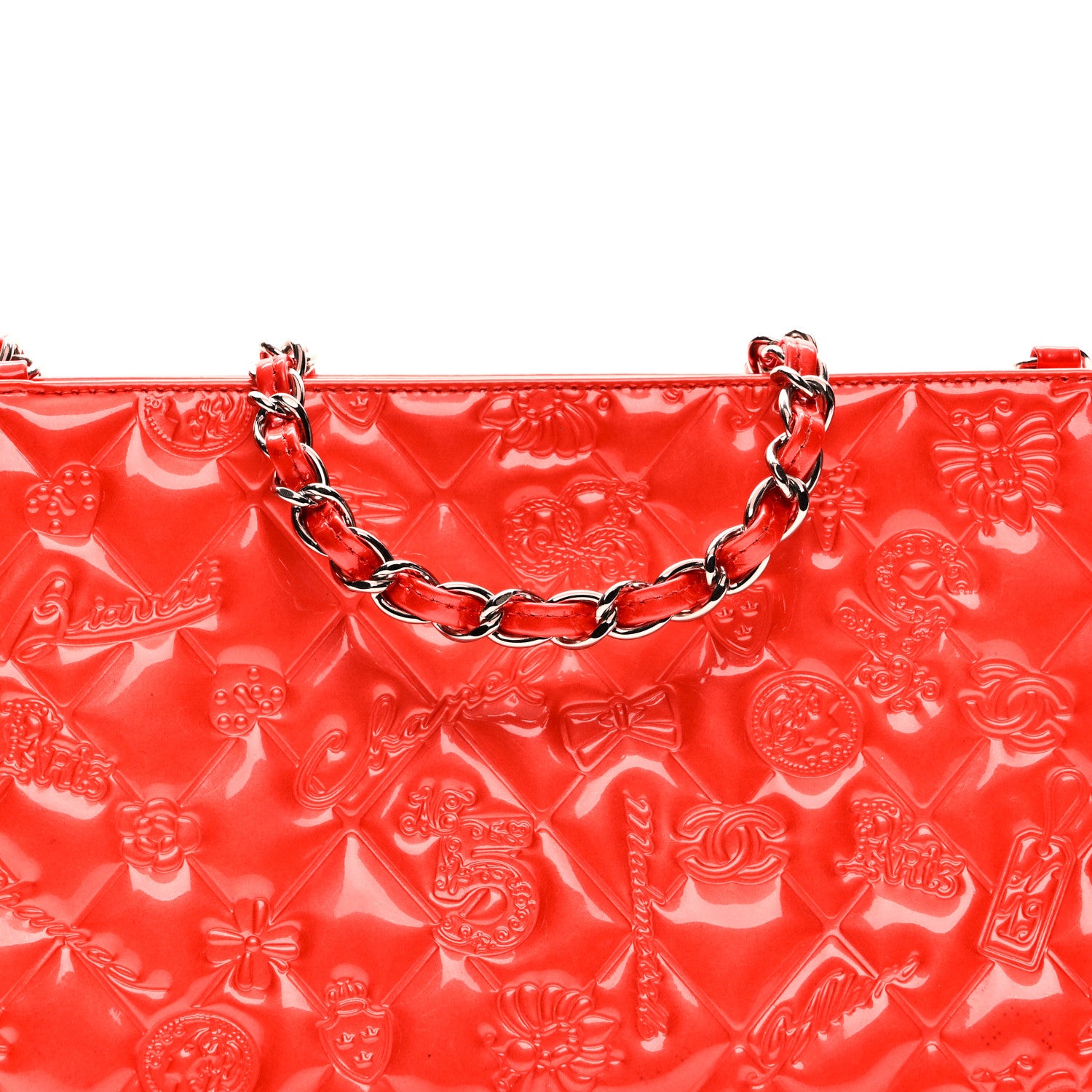 Chanel Patent Calfskin Lucky Symbols Pochette Coral 14 of 19
