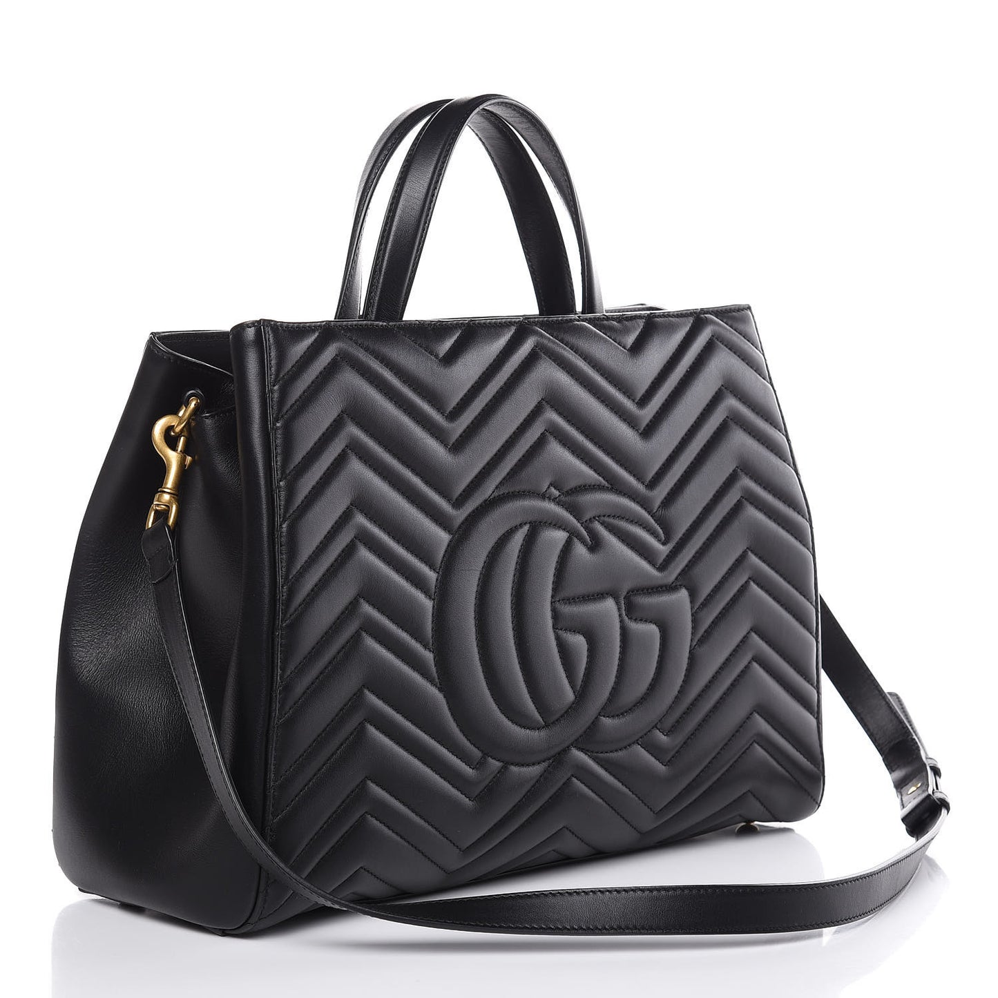 Calfskin Matelasse Medium GG Marmont Tote Black