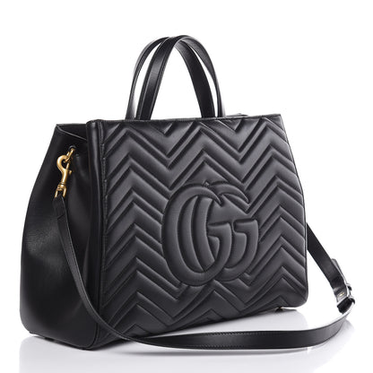 Gucci Calfskin Matelasse Medium GG Marmont Tote Black 3 of 9