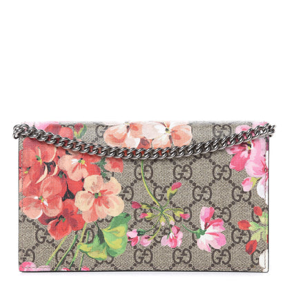 Gucci GG Supreme Monogram Blooms Chain Wallet Beige Multicolor Dry Rose 1 of 10