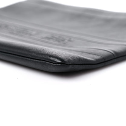 Christian Dior Calfskin Embossed Logo Zip Clutch Black 8 of 8