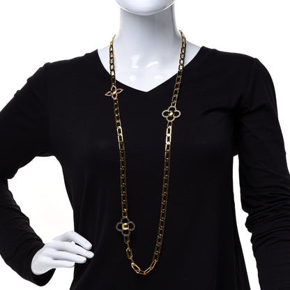 Louis Vuitton Monogram Multicolor Swarovski Crystal Flower Power Sautoir Necklace Gold 2 of 5
