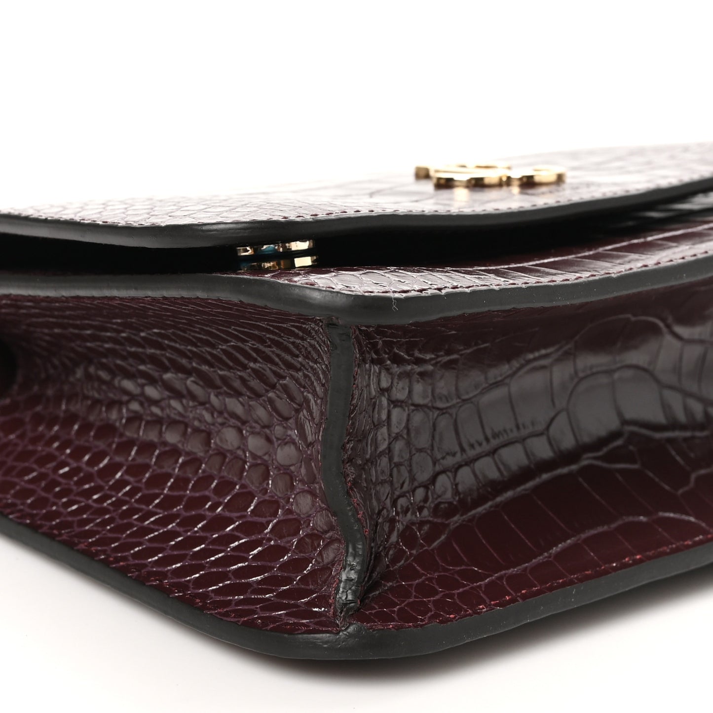 Calfskin Crocodile Embossed Medium JC Top Handle Bordeaux