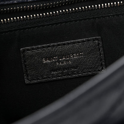 Saint Laurent Crinkled Calfskin Matelasse Monogram Large Niki Chain Satchel Deep Marine 5 of 8