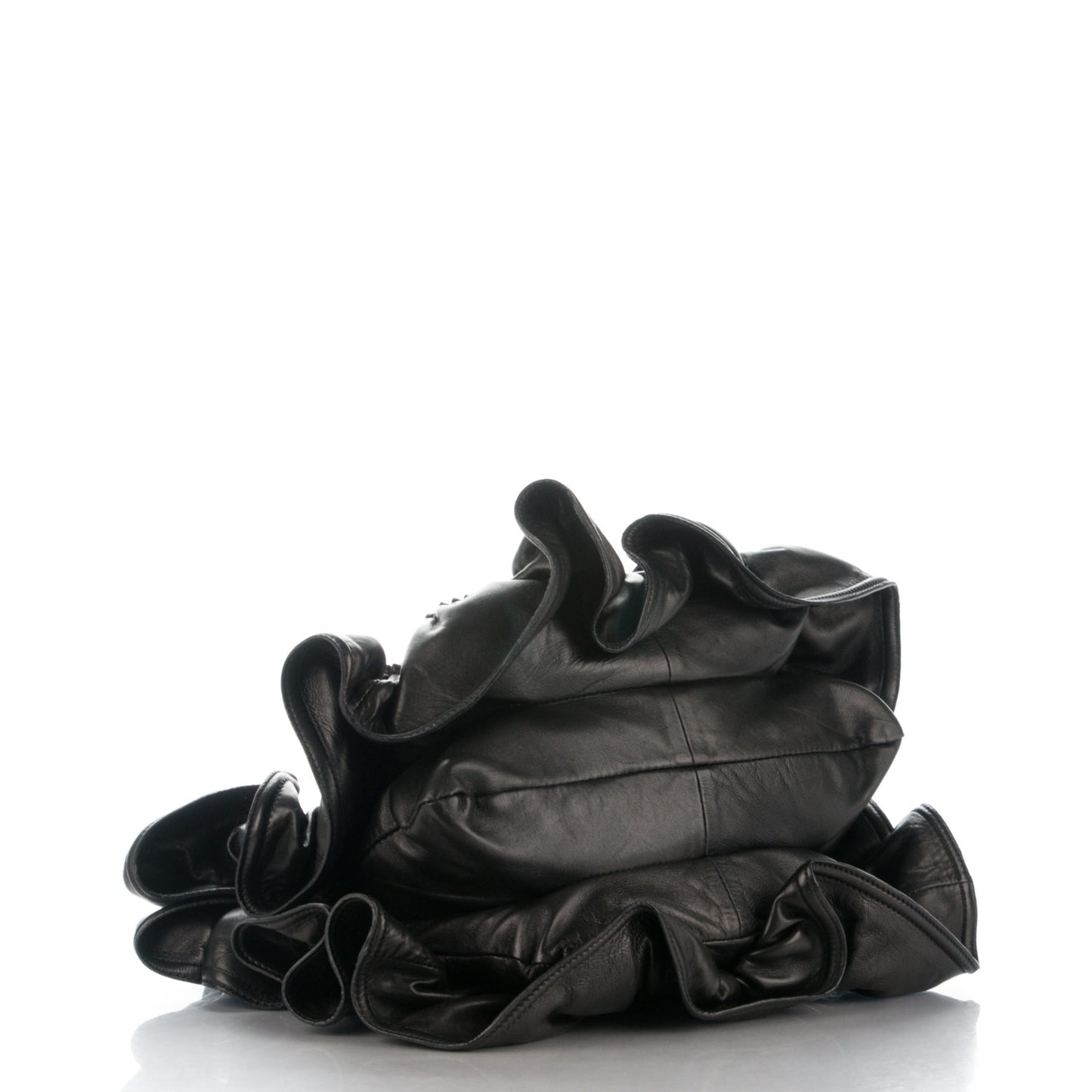 Nappa Ruffle Hobo Black